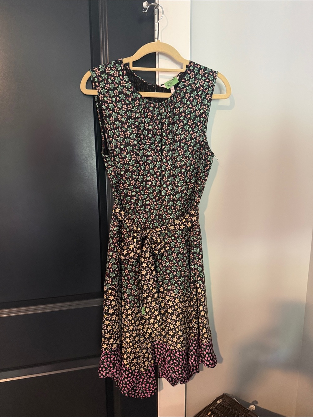 Rebecca Taylor Louisa Floral Sleeveless Tiered Dress with Tie Waist